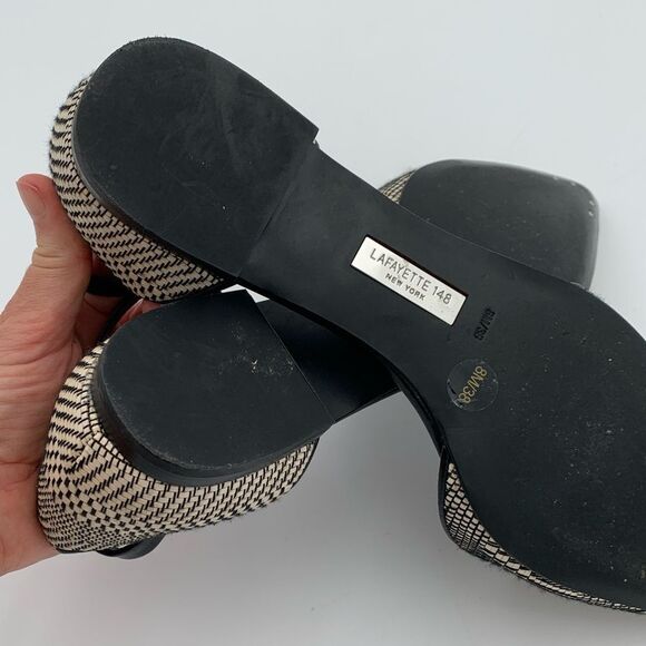 Lafayette 148 New York D’Orsay Black and Cream Patterned Flats Womans size 8/38 - Picture 9 of 13
